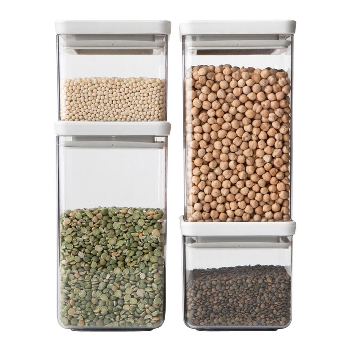 Set of 4 Light Grey TASTY+ Square Canister main product photo