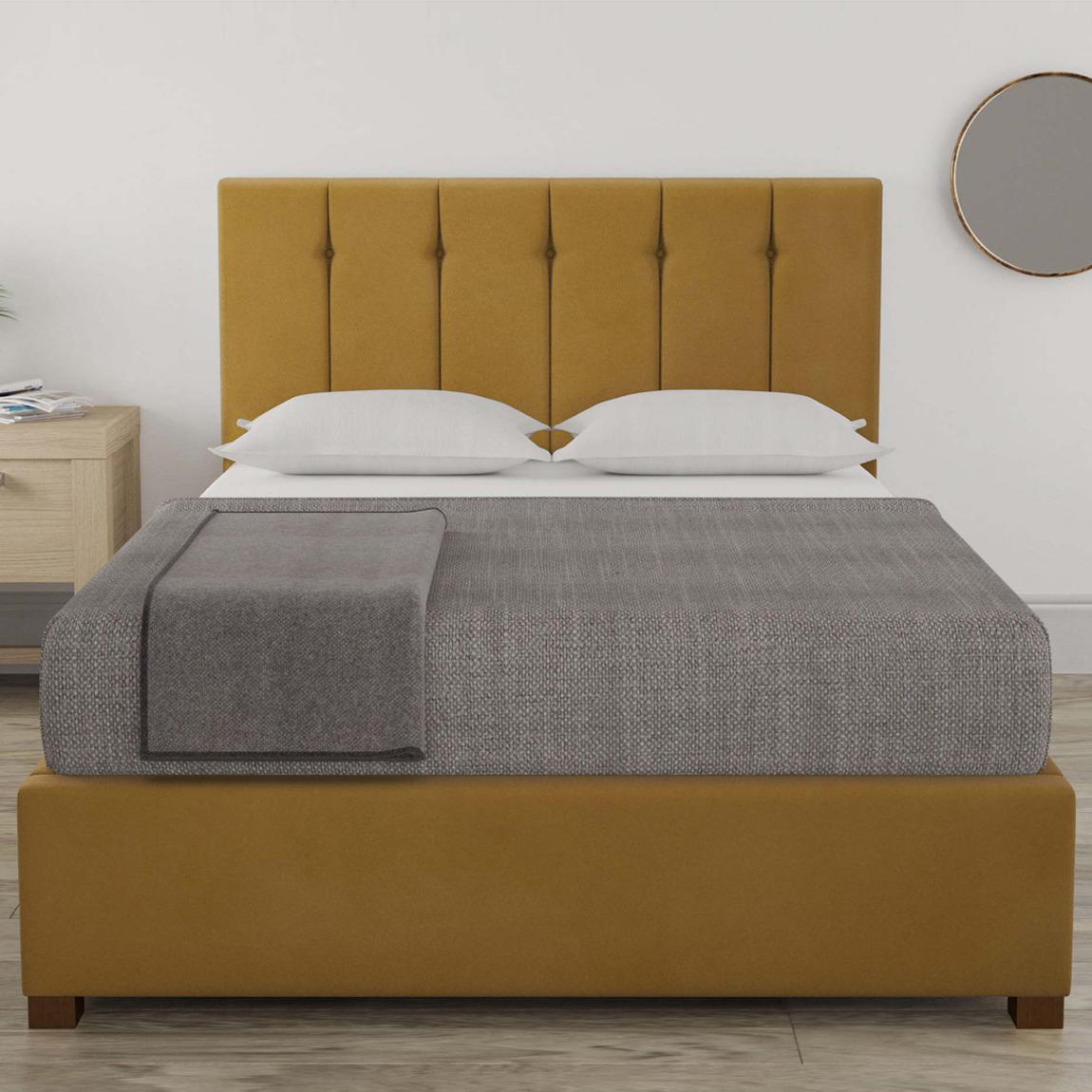 Pimlico Ochre King Plush Velvet Ottoman Bed main product photo