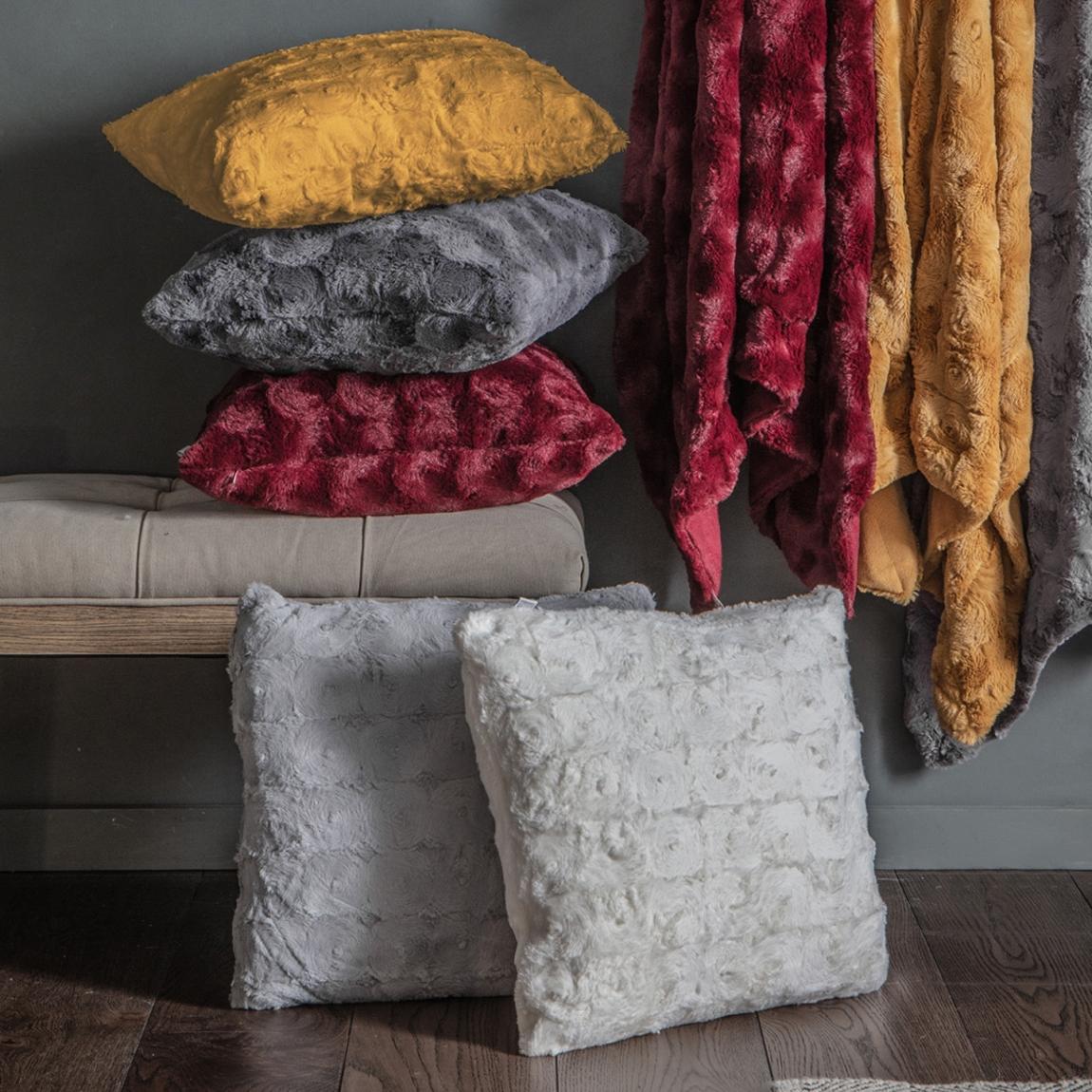 Stellan Fur 43x43cm Cushion, Gunmetal Grey main product photo