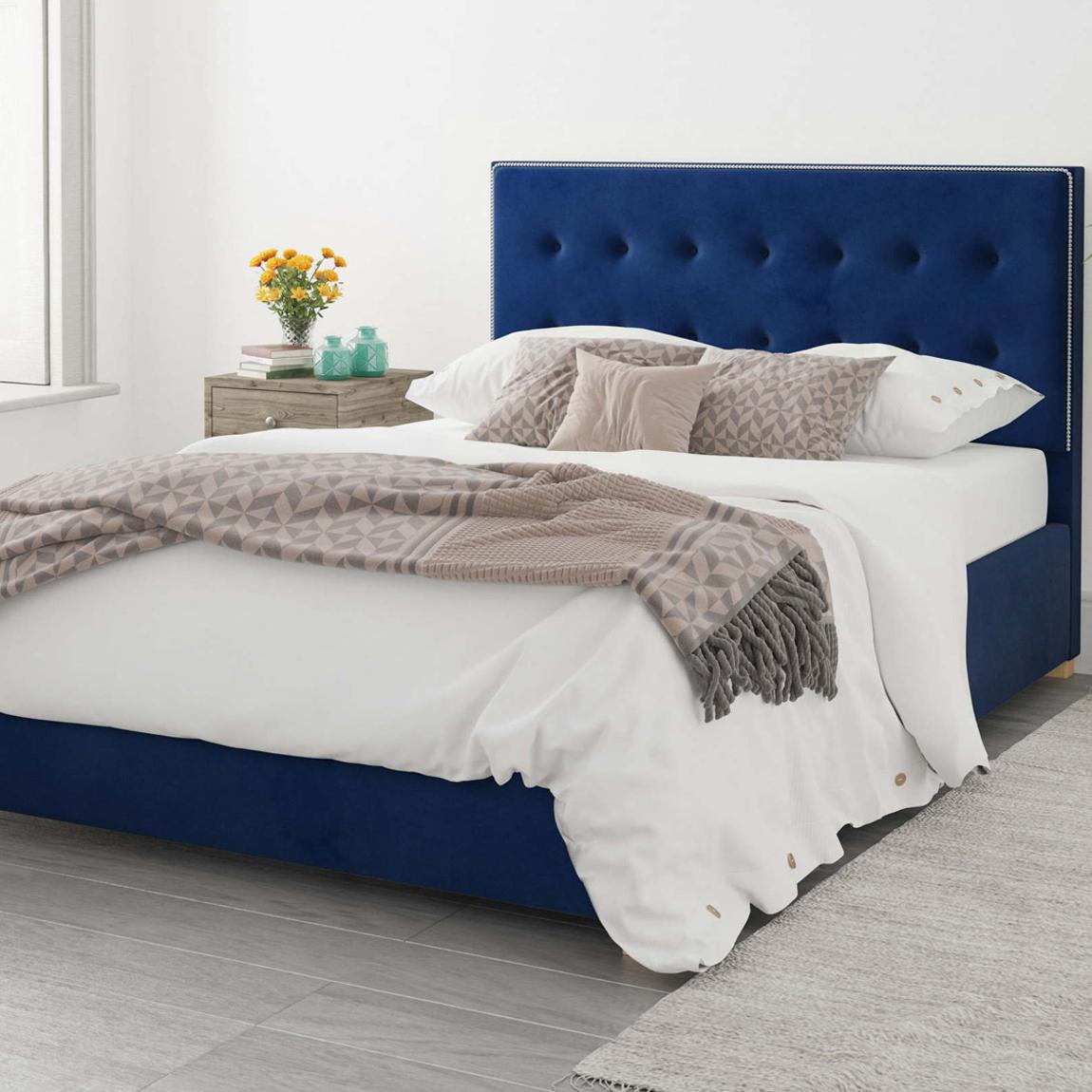 Monument Navy Superking Plush Velvet Ottoman Bed main product photo