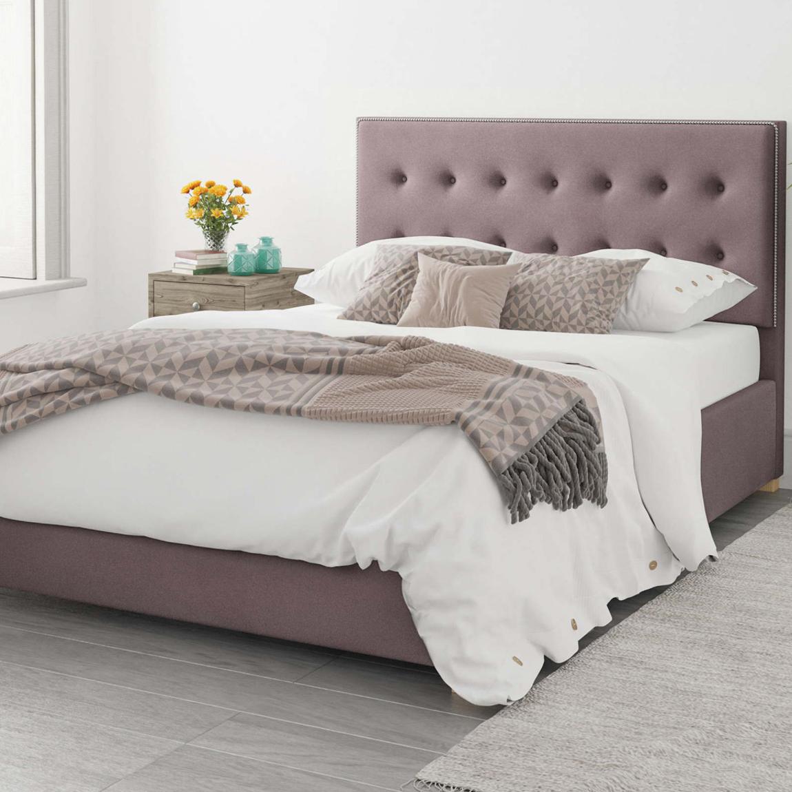 Monument Blush King Plush Velvet Ottoman Bed main product photo