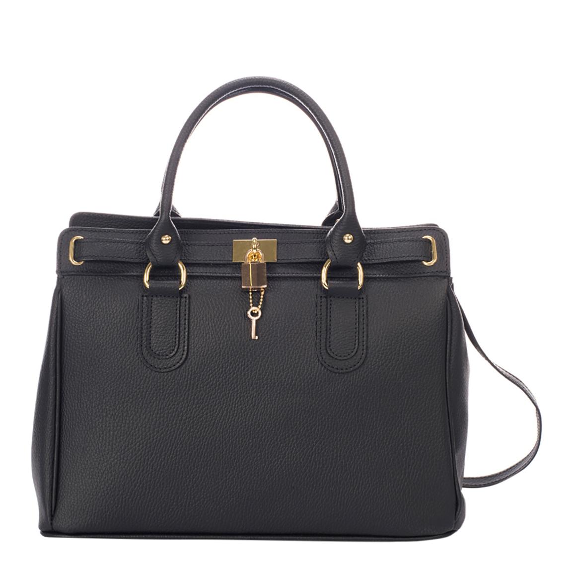 Black Leather Top Handle Bag main product photo
