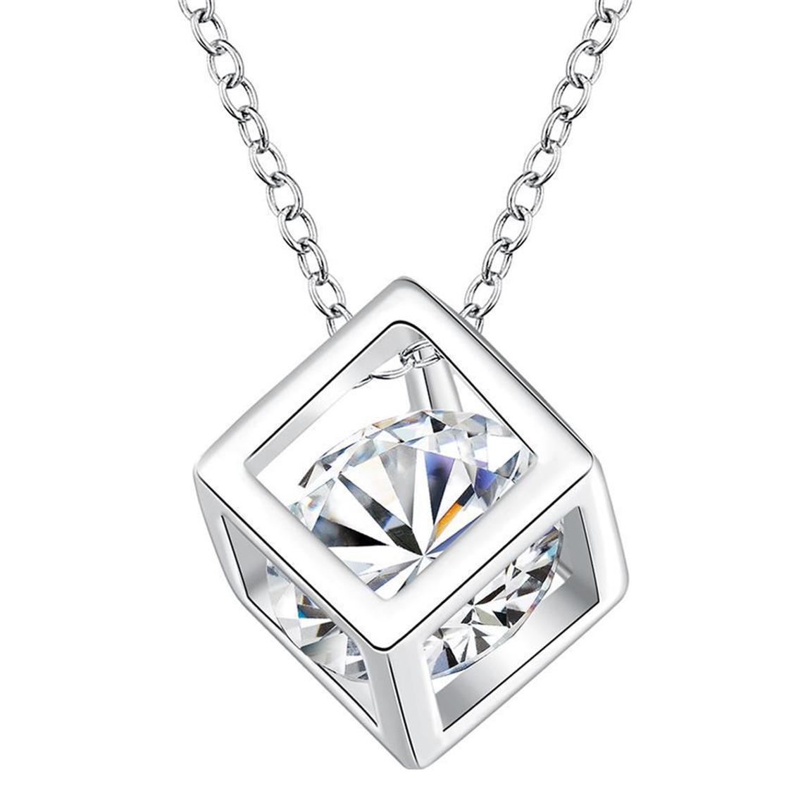 Silver Swarovski Elements Cube Necklace main product photo