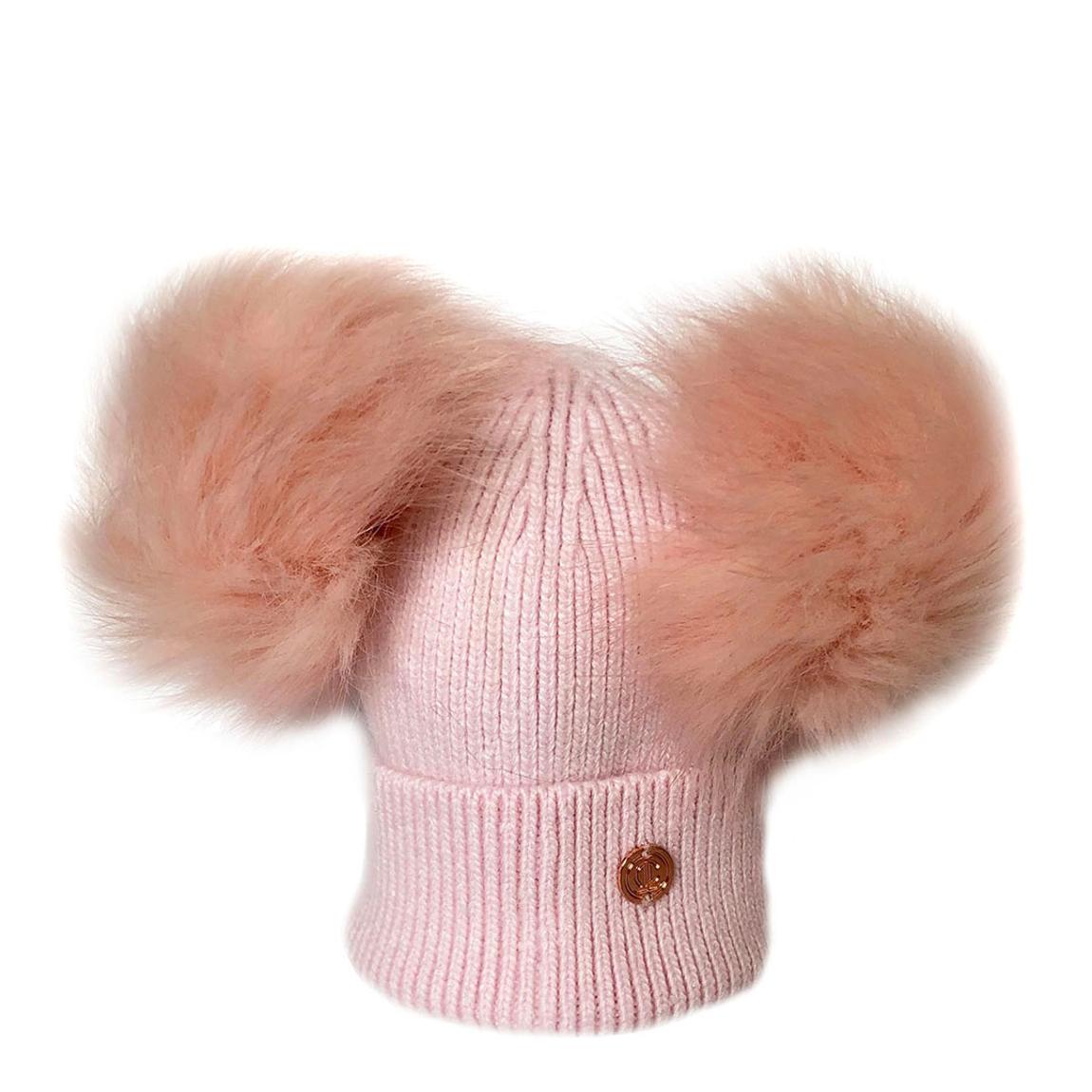Newborn Pink Cashmere Pom Pom Beanie Hat main product photo