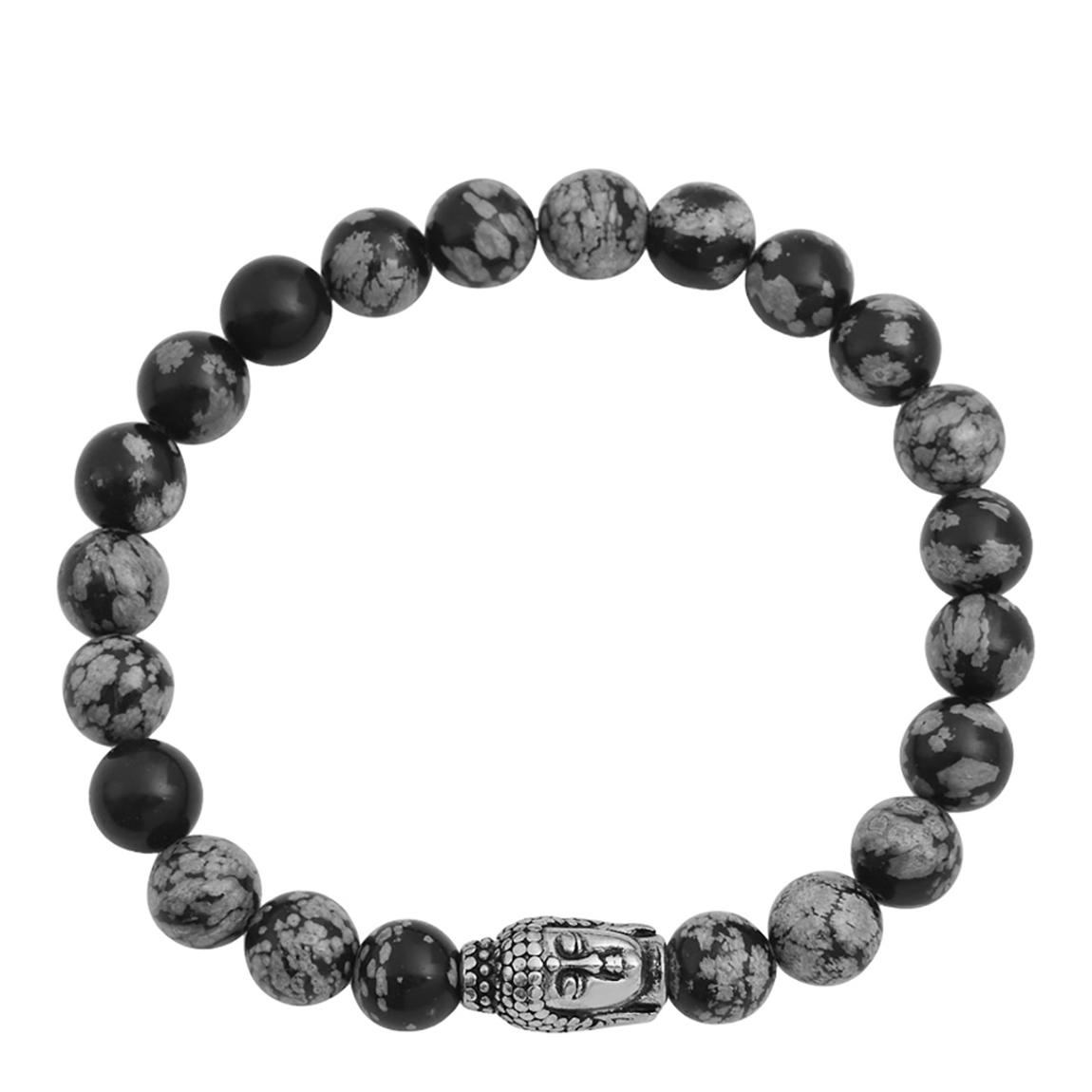 Snowflake Jasper Carved Buddha Silver Plated Bracelet main product photo