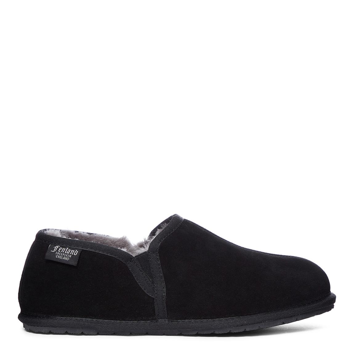 Men's Black Suede Sheepskin Slip On Slipper main product photo