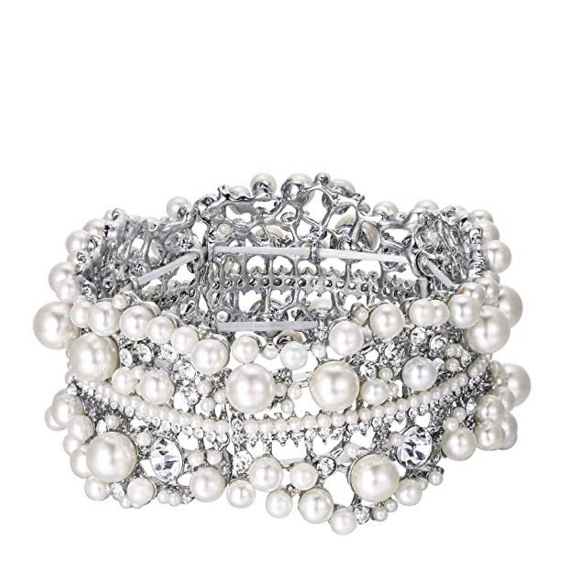 Silver Pearl & Crystal Bracelet main product photo