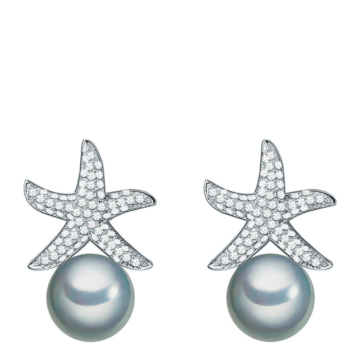 Silver/Blue Pearl Starfish Earrings main product photo