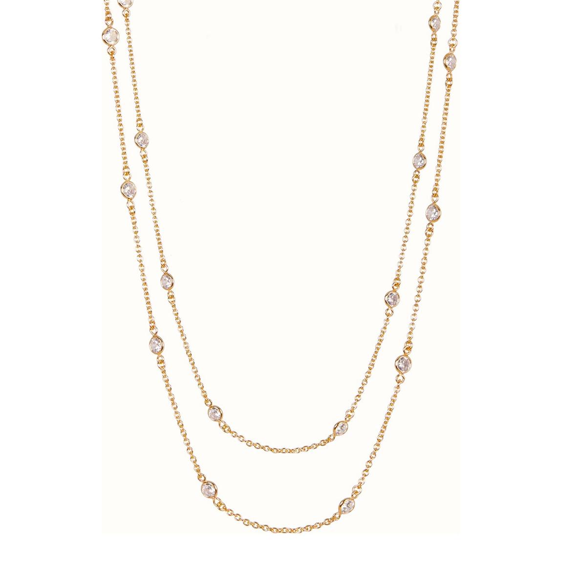 18K Gold Station CZ Long Necklace main product photo