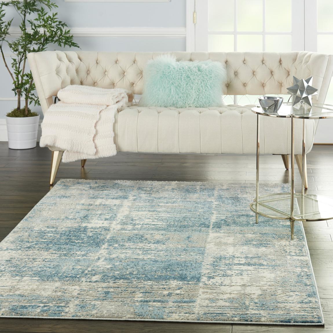 Solace SLA02 221 x 69cm Rug, Ivory/Grey/Blue main product photo