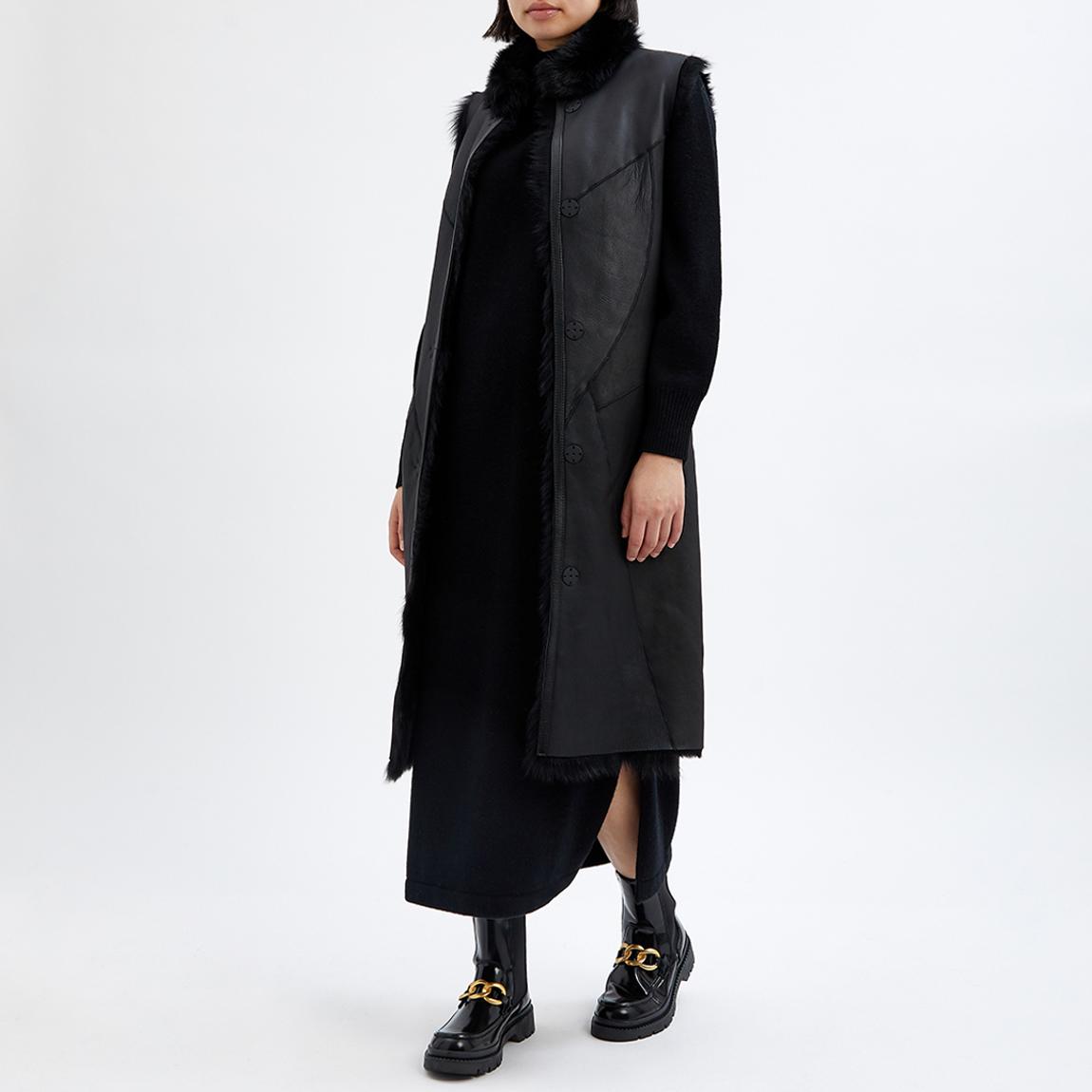 Black Long Reversible Shearling Gilet main product photo