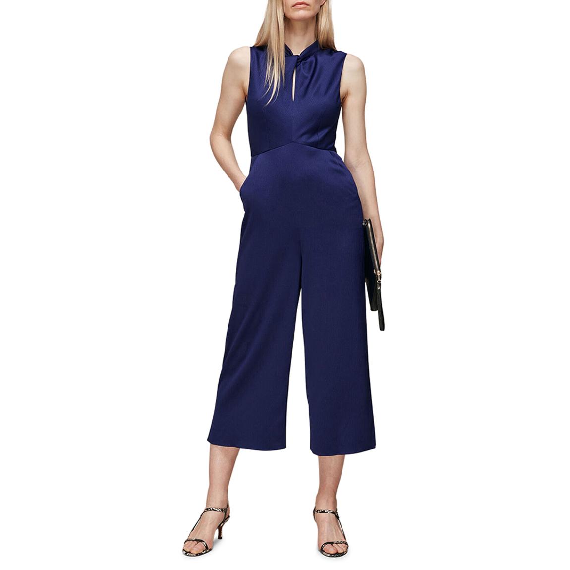 Bright Navy Hammered Satin Twist Jumpsuit main product photo