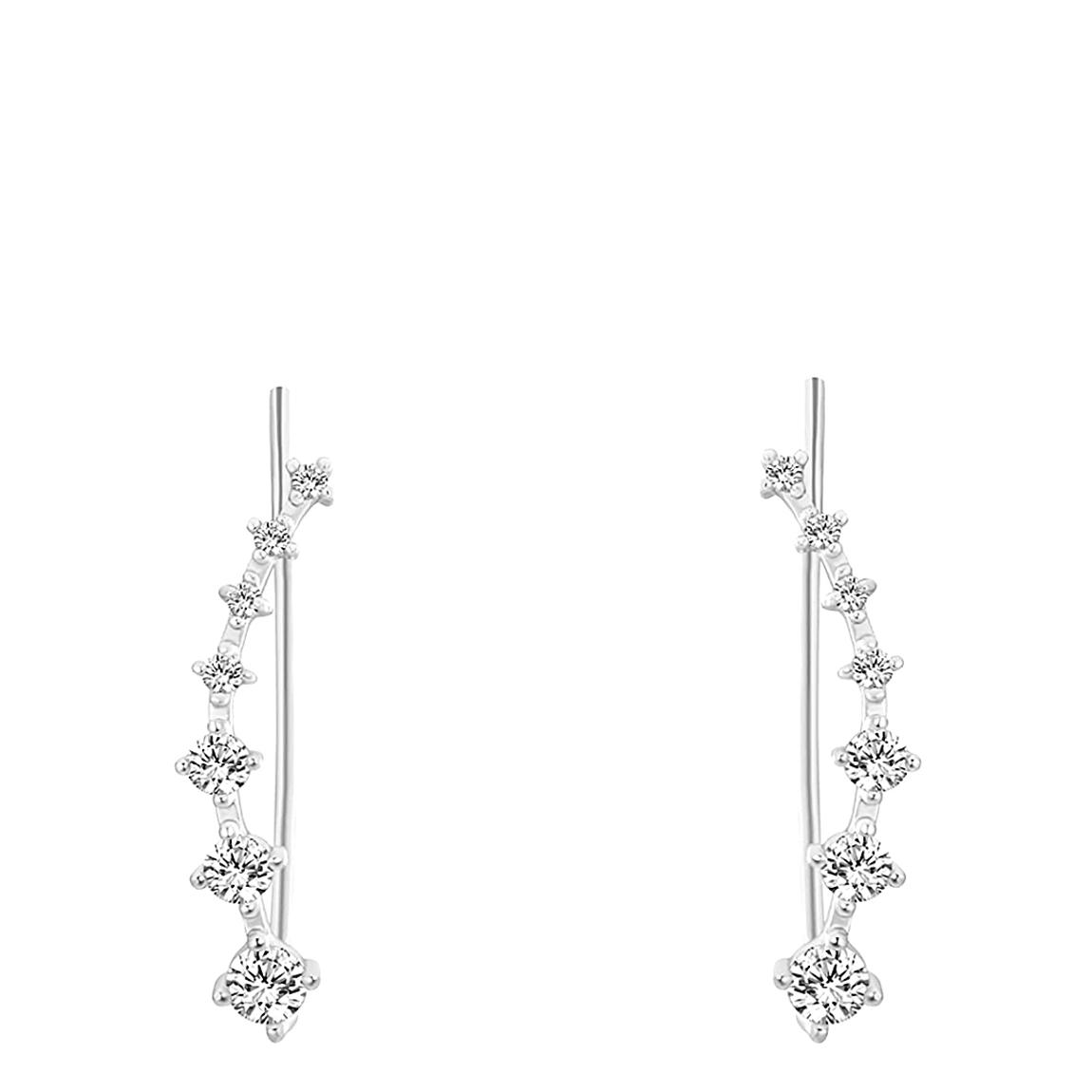 Silver Plated Cubic Zirconia Ear Climber Cuff Earrings main product photo