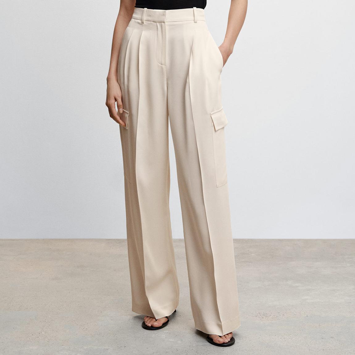 White Wideleg Cargo Style Trousers main product photo