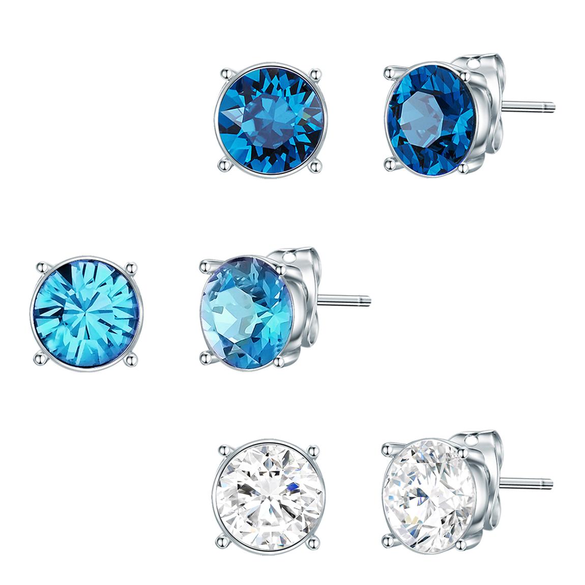 Silver And Blue Swarovski 3 Pack Earrings main product photo