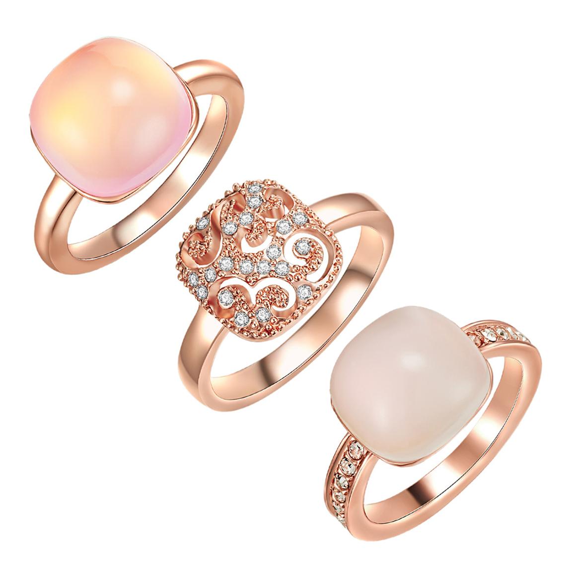 Rose Gold Trio Ring Set With Swarovski Crystals main product photo