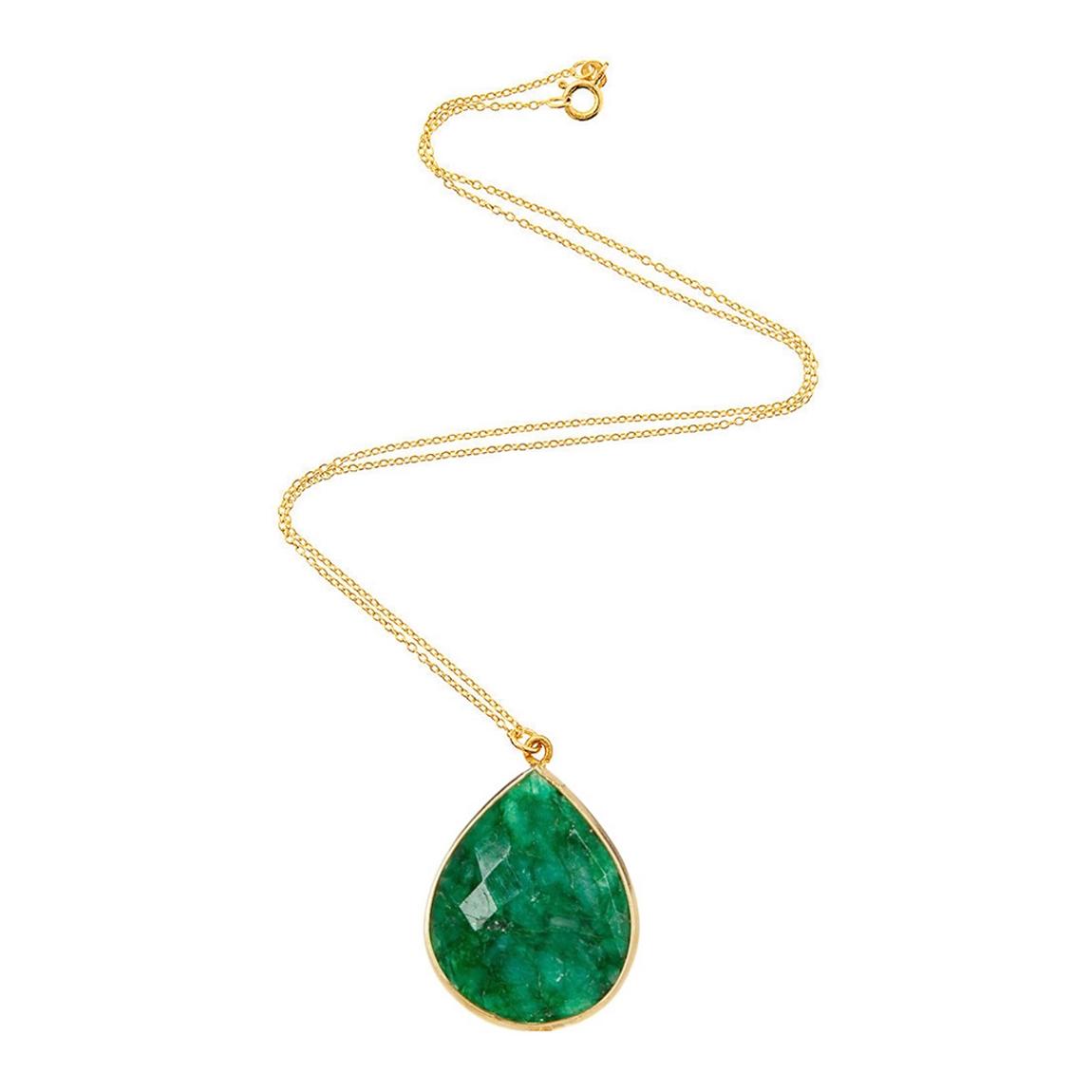 18K Emerald Pear Drop Pendant Necklace main product photo