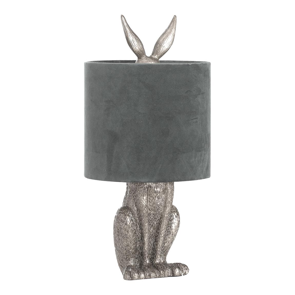 Silver Hare Table Lamp With Grey Velvet Shade main product photo