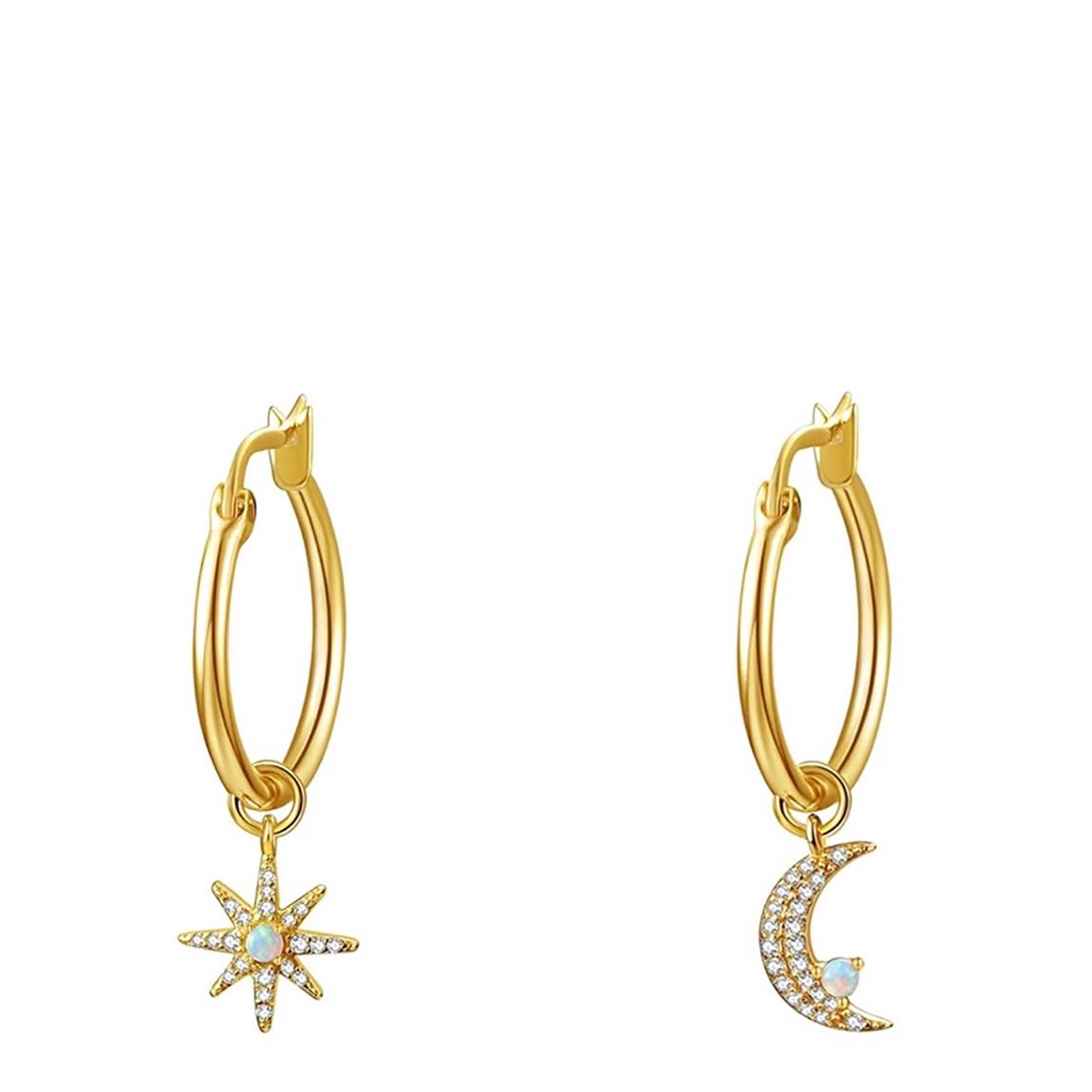 18K Gold Plated Star And Moon Drop Hoop Earrings main product photo