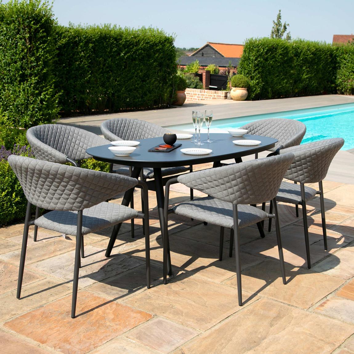 SAVE £360 - Pebble 6 Seat Oval Dining Set, Flanelle main product photo