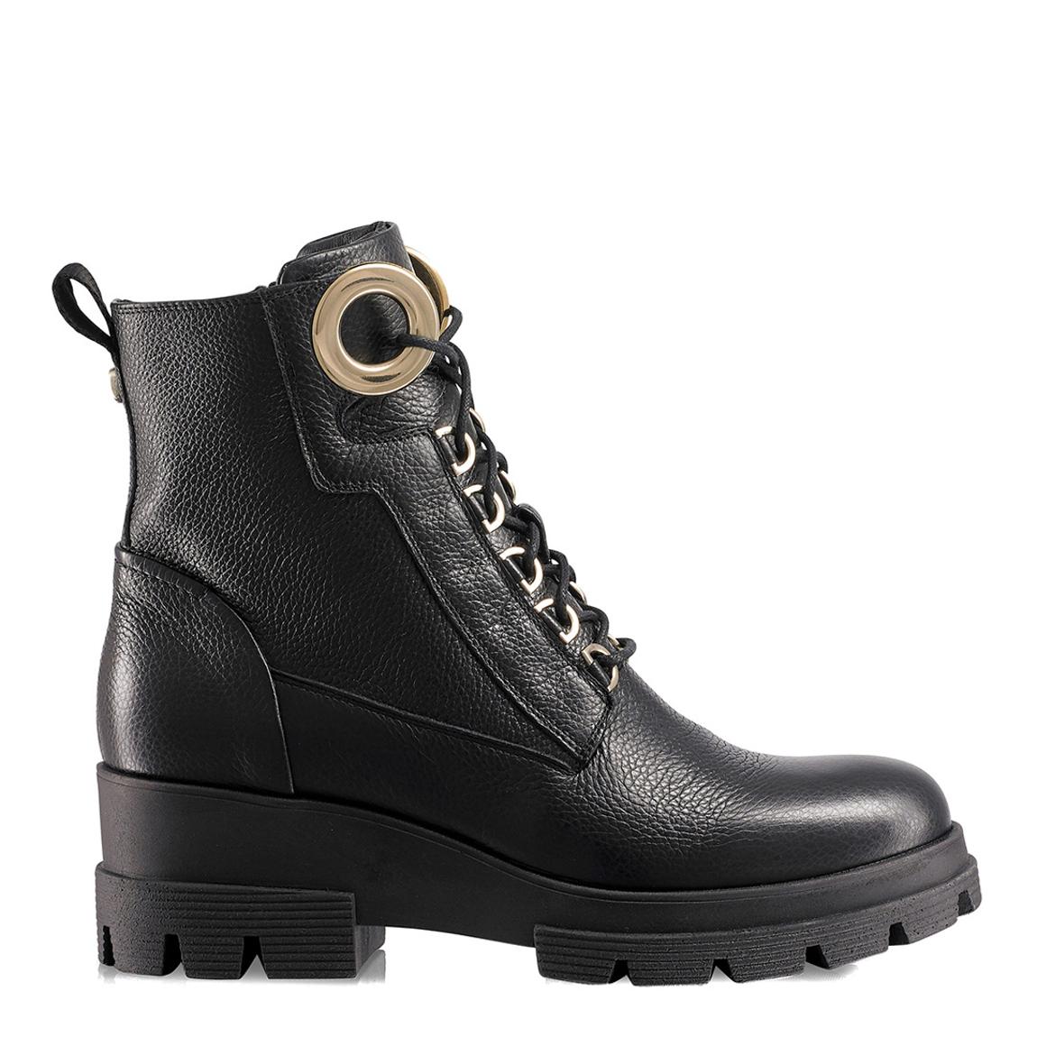 Black Leather Crush Hour Combat Boots main product photo