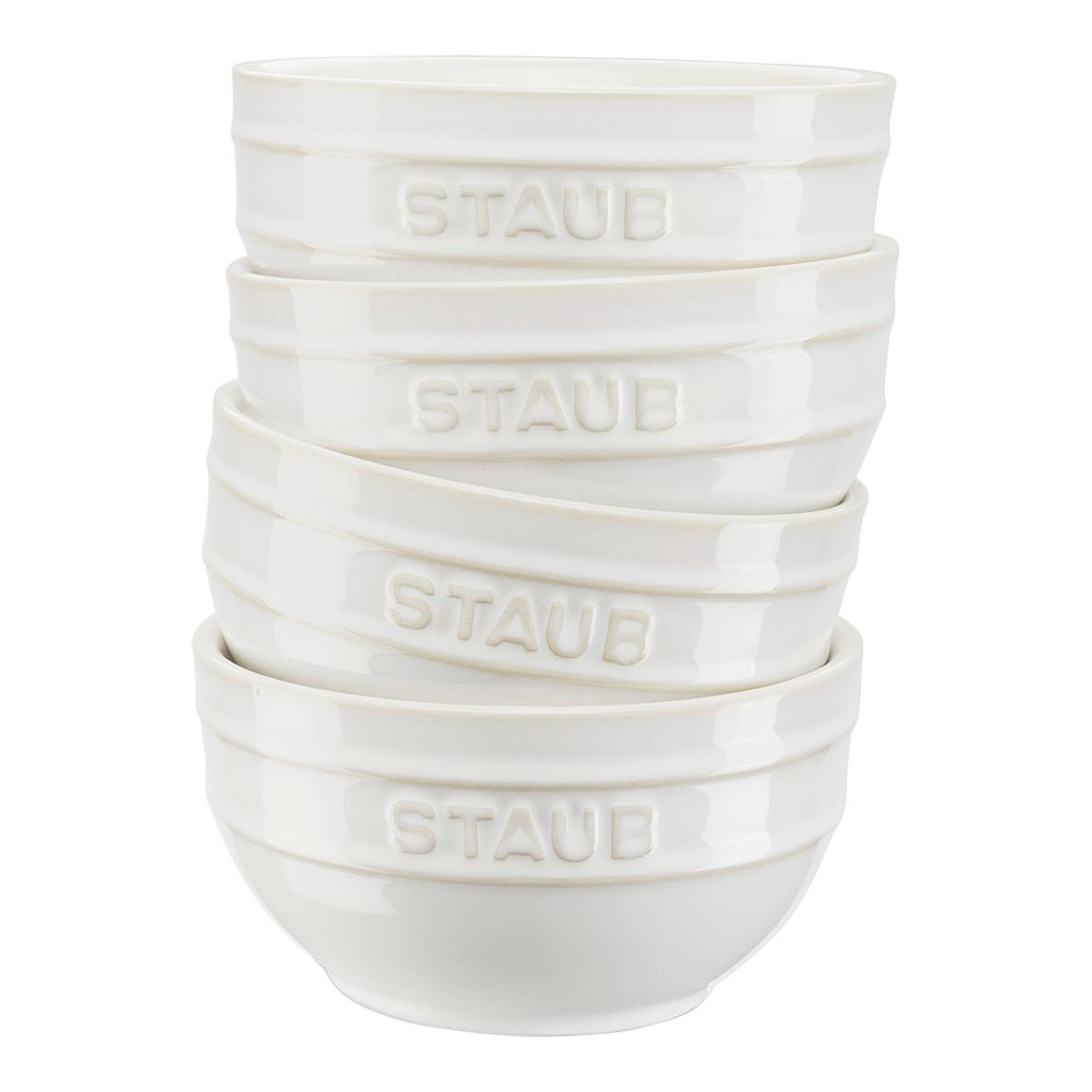 Set of 4 Ivory White Ceramic Bowls, 14cm main product photo
