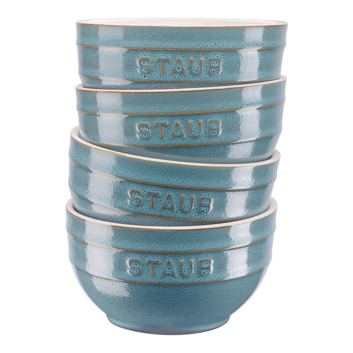 Set of 4 Ancient Turquoise Ceramic Bowls main product photo
