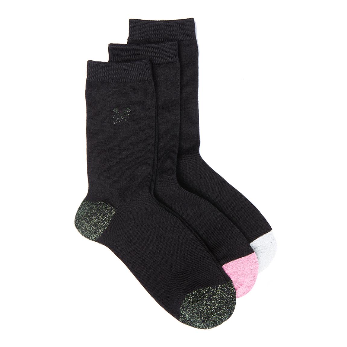 Black/Multi 3 Pack Glitter Heel Socks main product photo