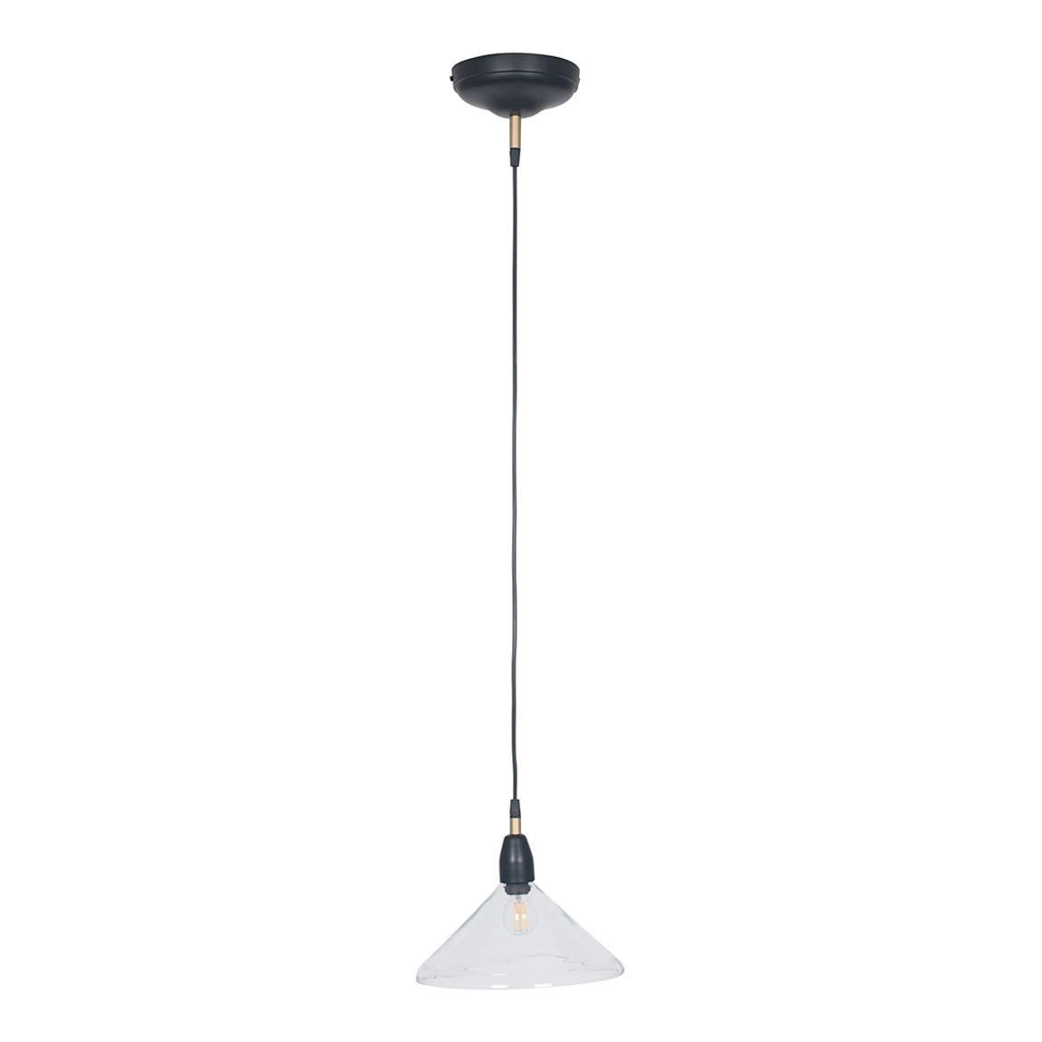 Canton Matt Black and Clear Glass Cone Pendant main product photo