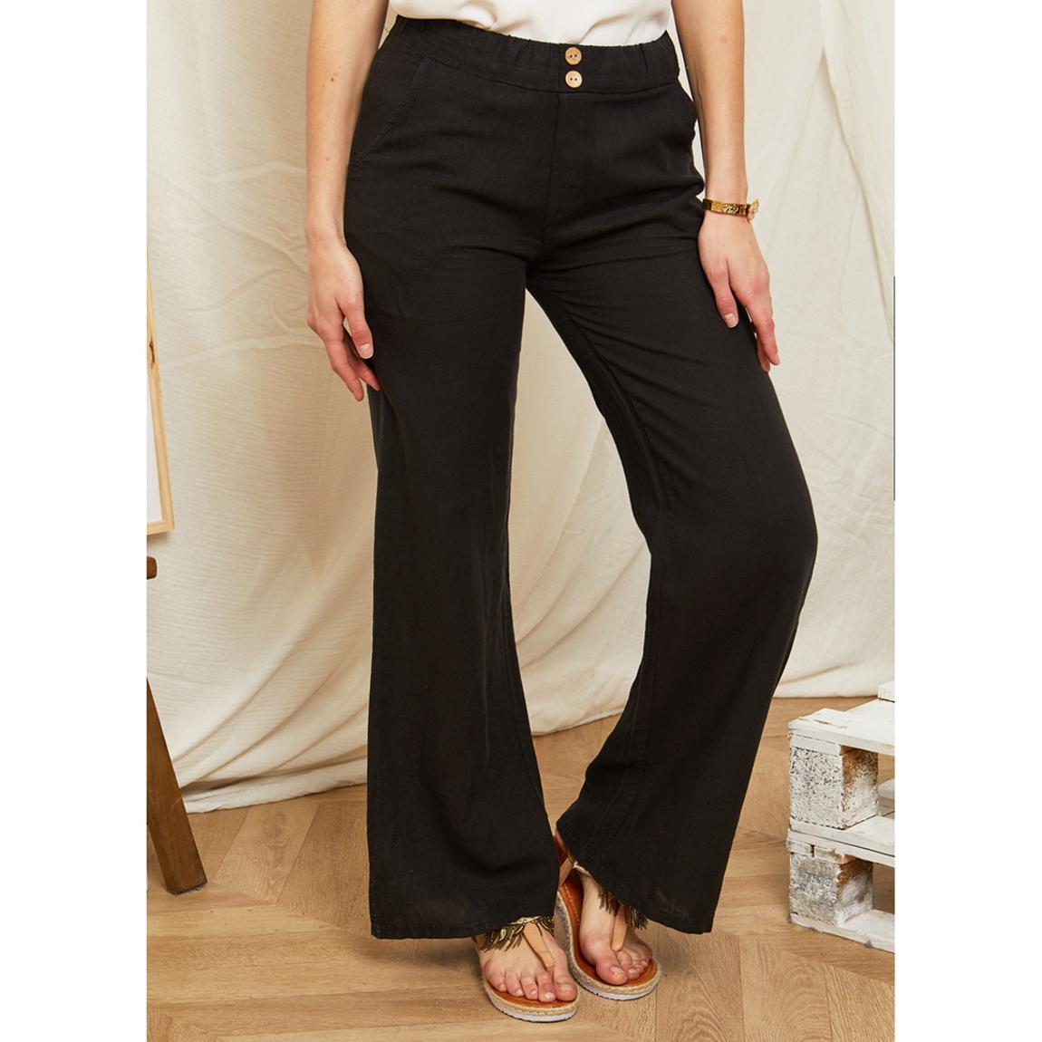 Black Wide Leg Linen Trouser main product photo