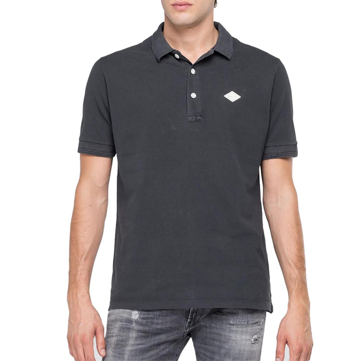 Black Cotton Pique Polo Shirt main product photo
