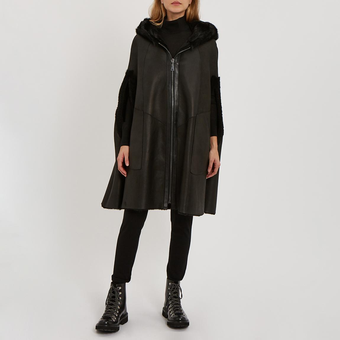 Black Shearling Reversible Cape main product photo