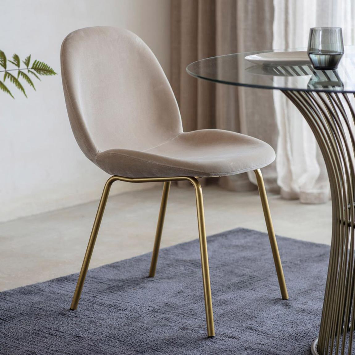 Set of 2 Flores Chairs, Oatmeal Velvet main product photo