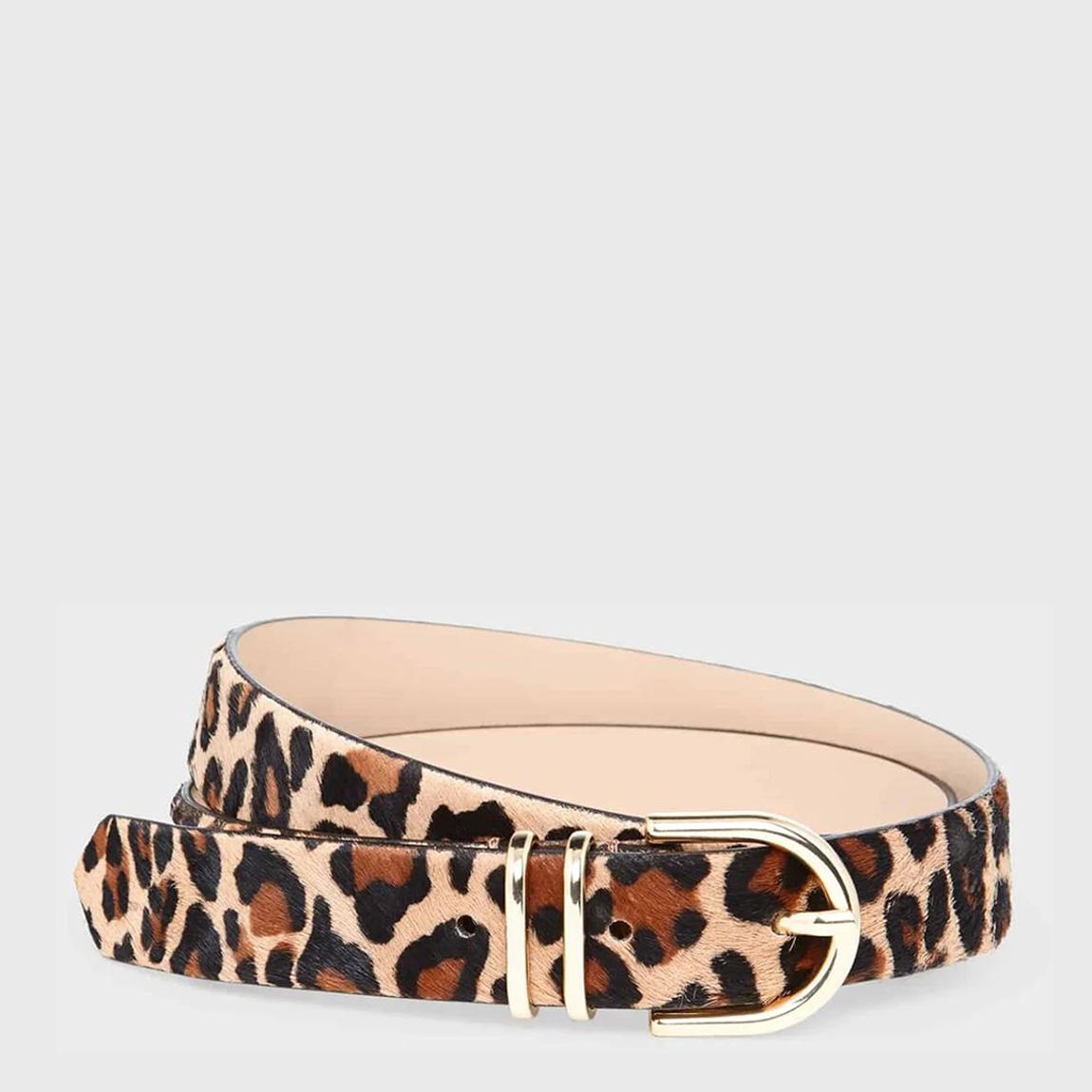 Brown Helena Leopard Leather Belt main product photo