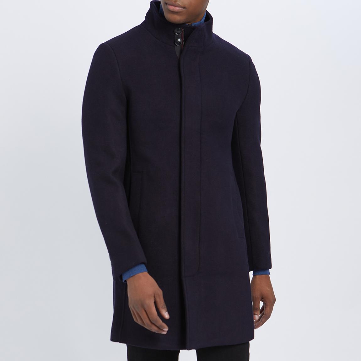 Navy Classic Wool Blend Coat main product photo