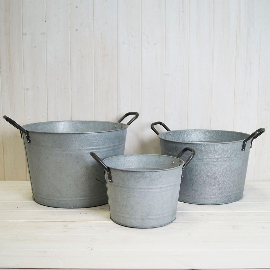 Set Of 3 Aged Zinc Buckets main product photo