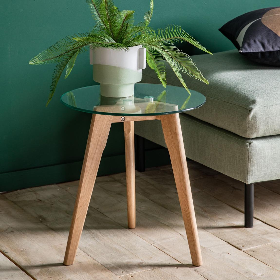 Blake Round Side Table, Oak main product photo