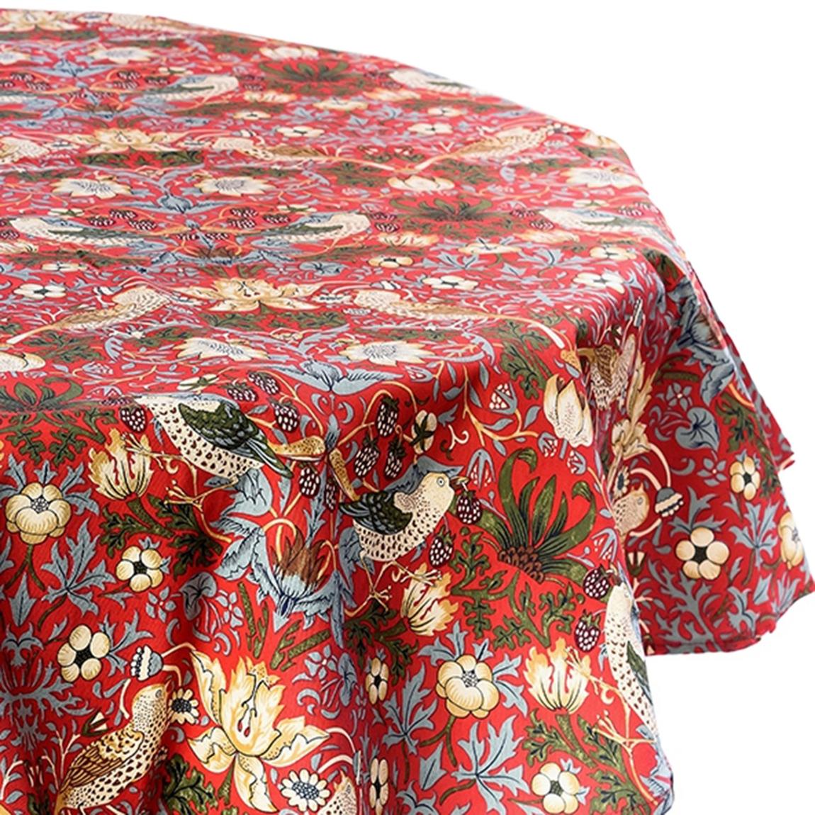 Circular Red Strawberry Thief Acrylic Tablecloth, 132cm main product photo
