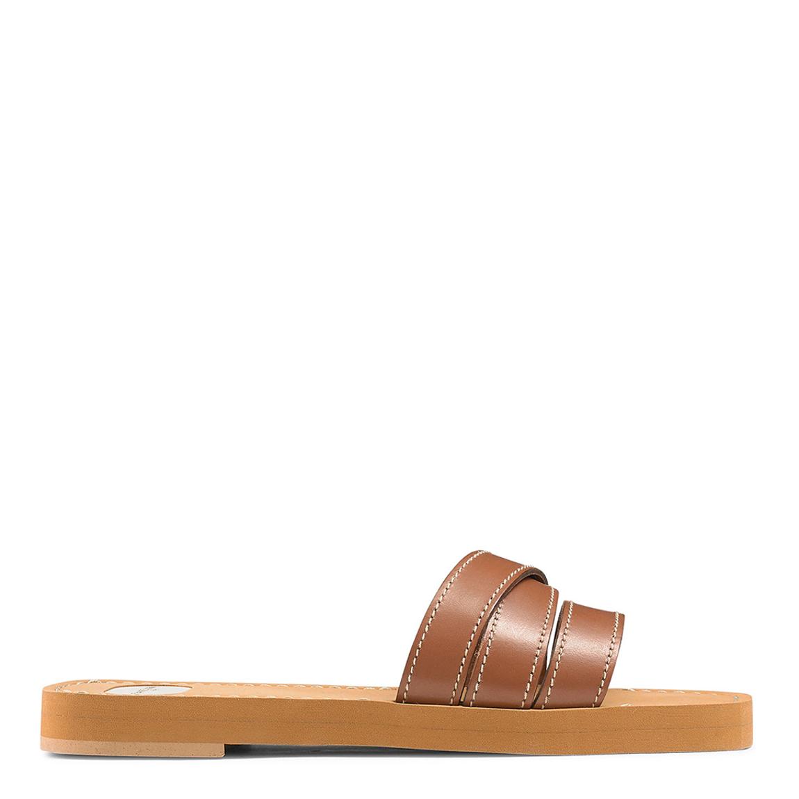 Tan Bonvoyage Triple Strap Mule main product photo