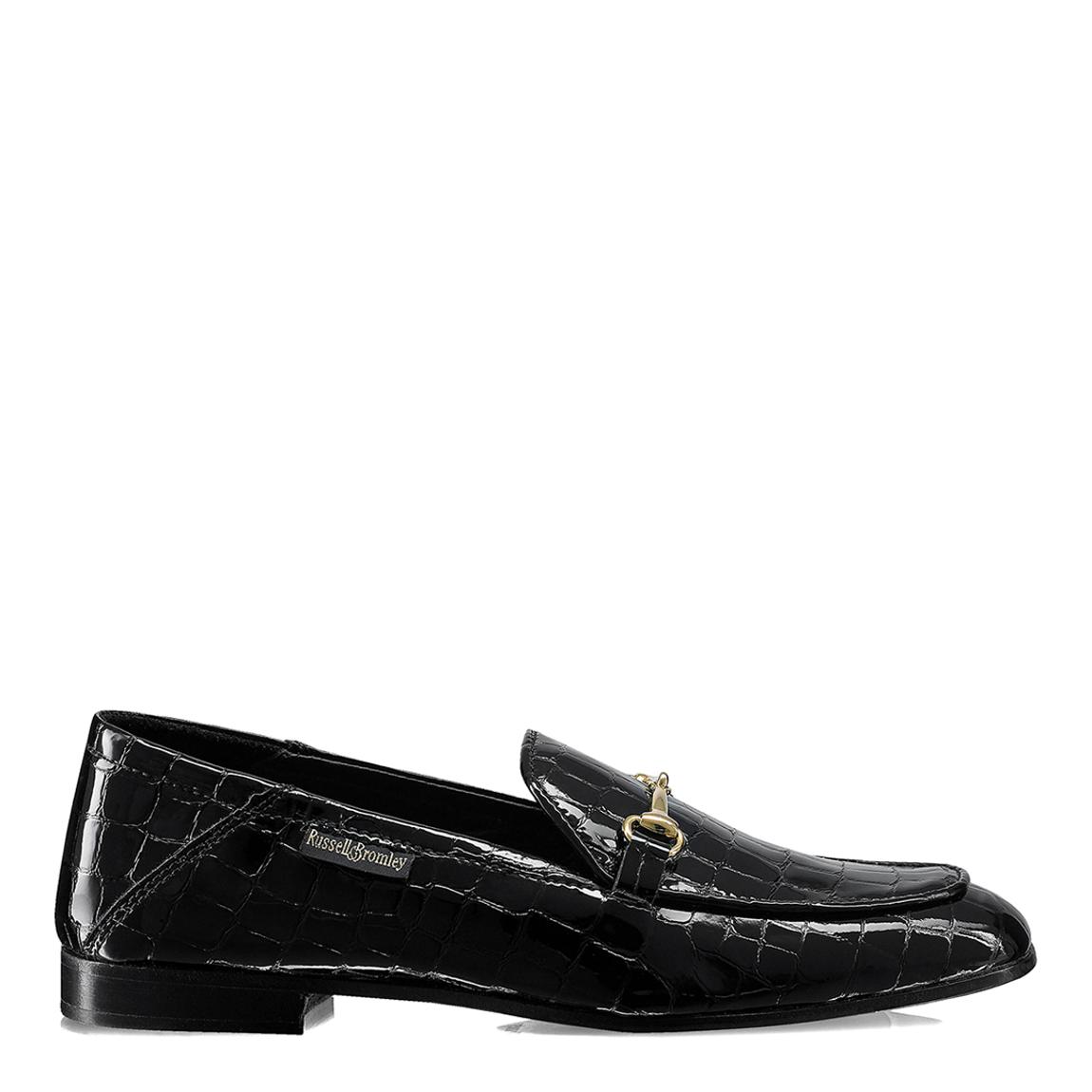 Black Croc Print Snaffle Loafer main product photo