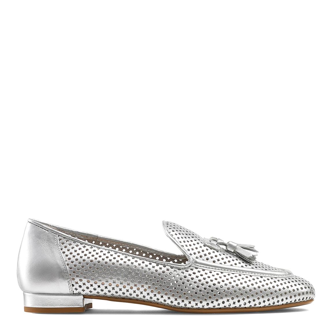 Silver Perfect Perforated Tassel Loafer main product photo