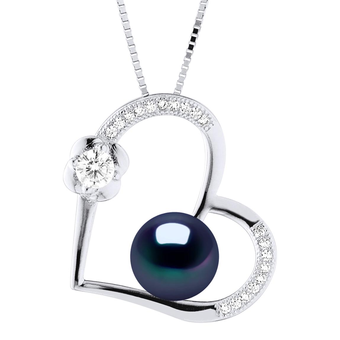 Silver Black Tahiti Pearl Pendant Necklace main product photo