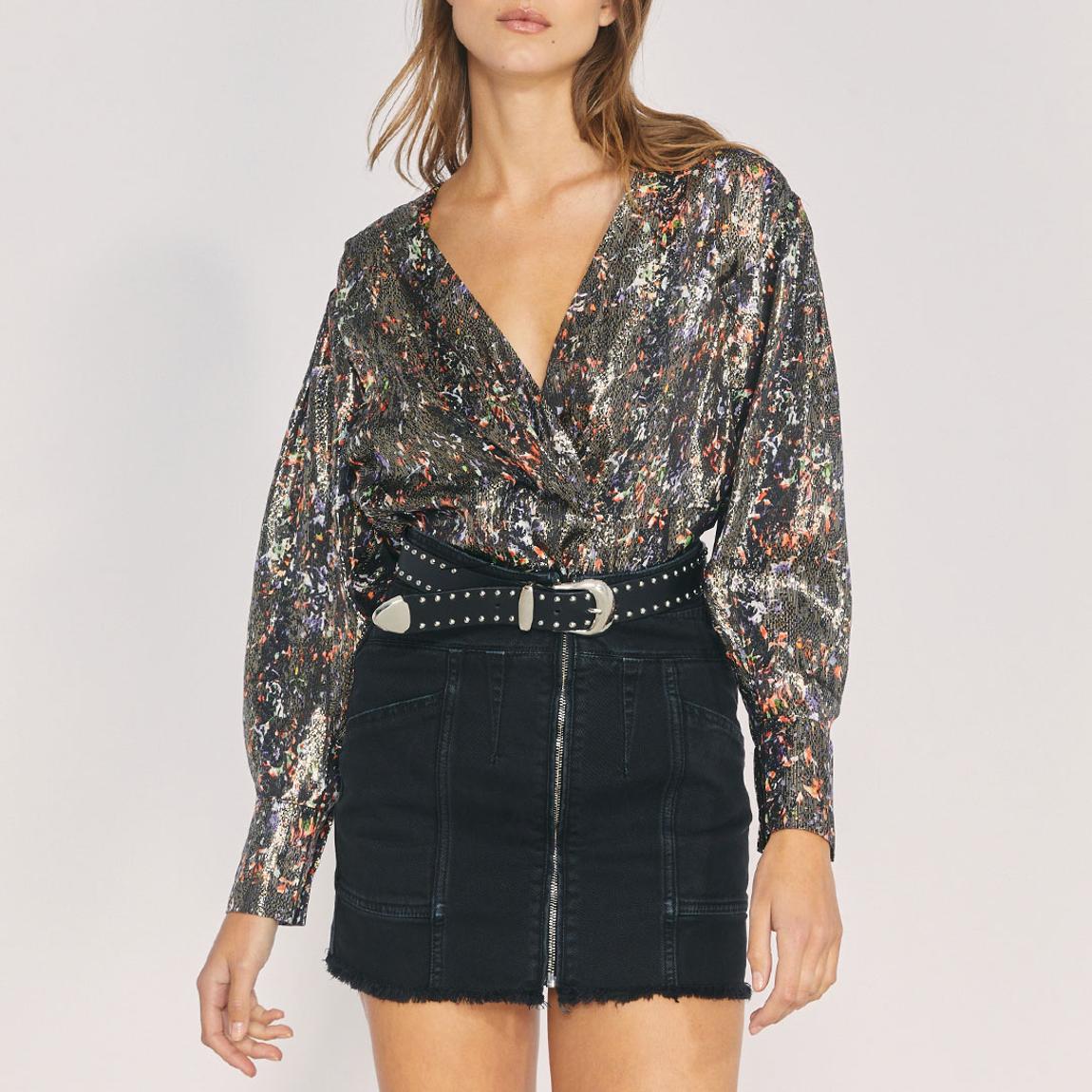 Black Multi Milana Silk Blend Top main product photo