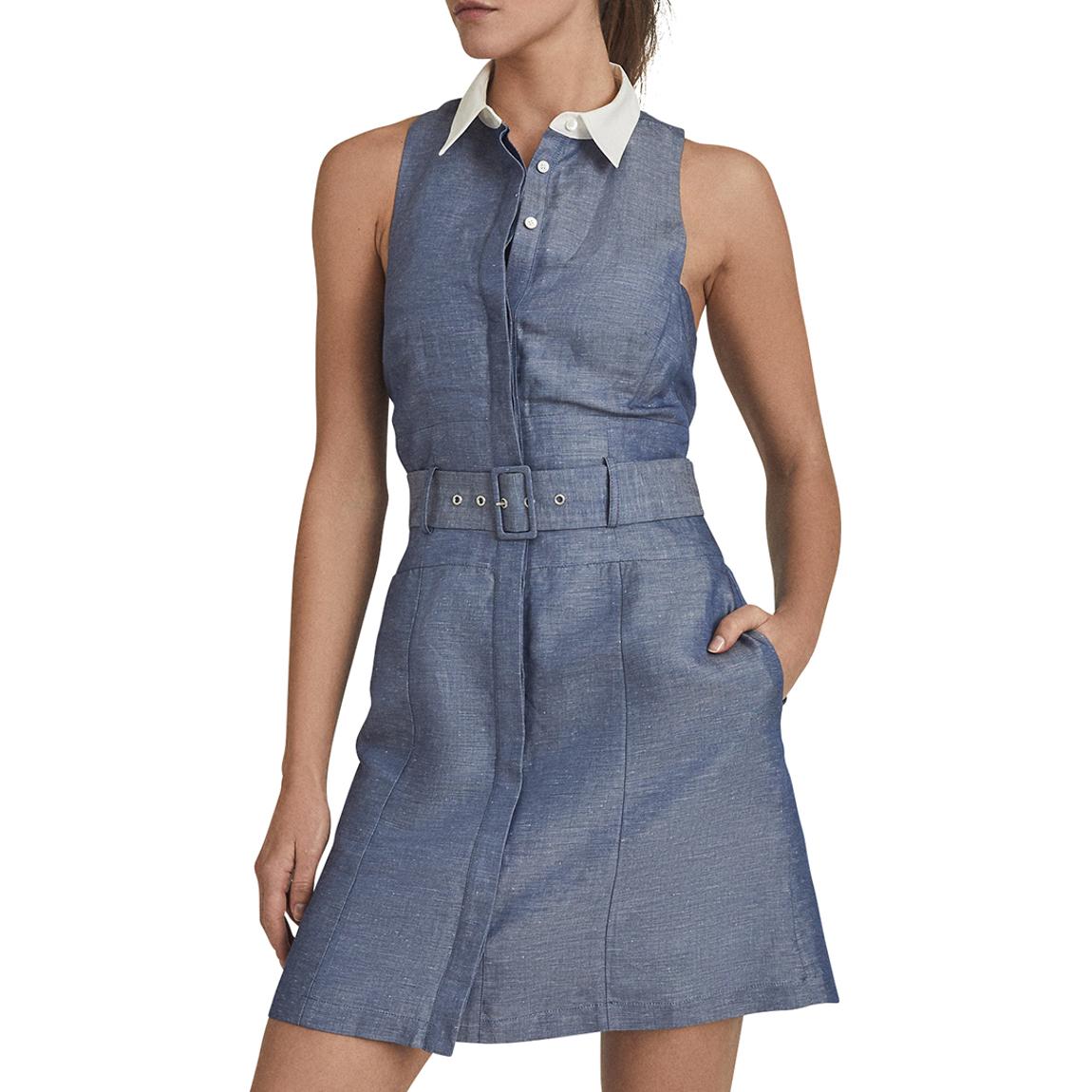 Blue Mira Linen Blend Mini Dress main product photo