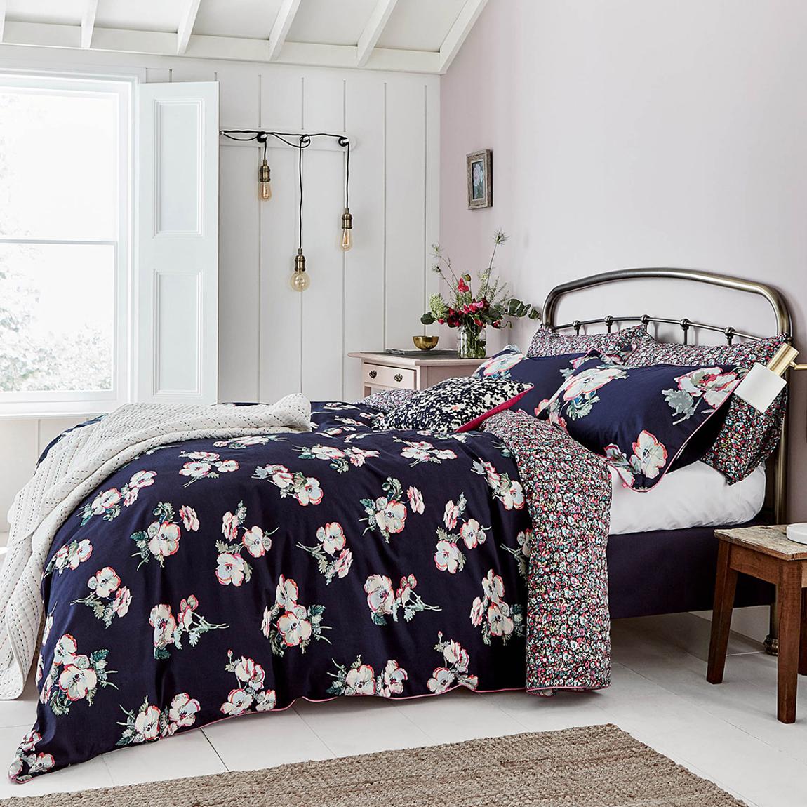 Painted Poppy Single Duvet Cover Set, Navy/Multi main product photo