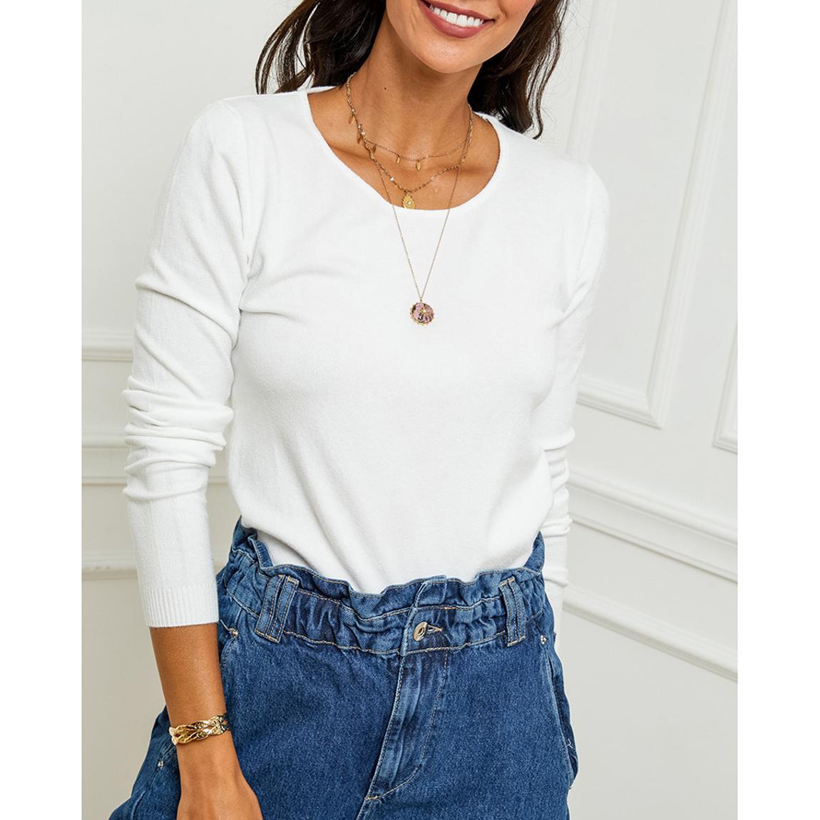 White Cashmere Blend Round Neck Jumper main product photo