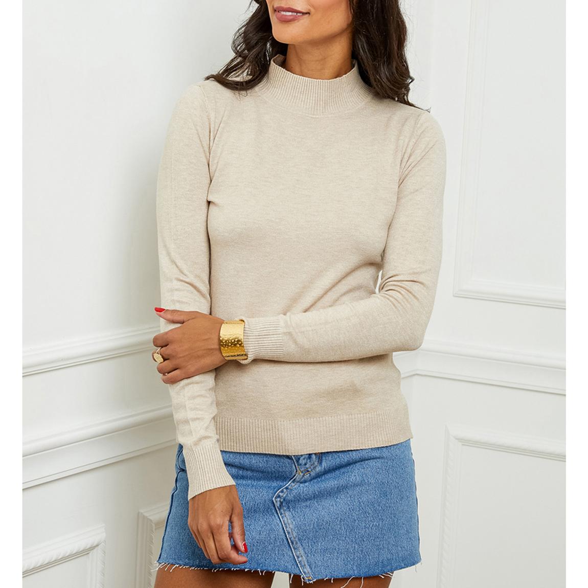 Beige Turtle Neck Cashmere Blend Jumper main product photo