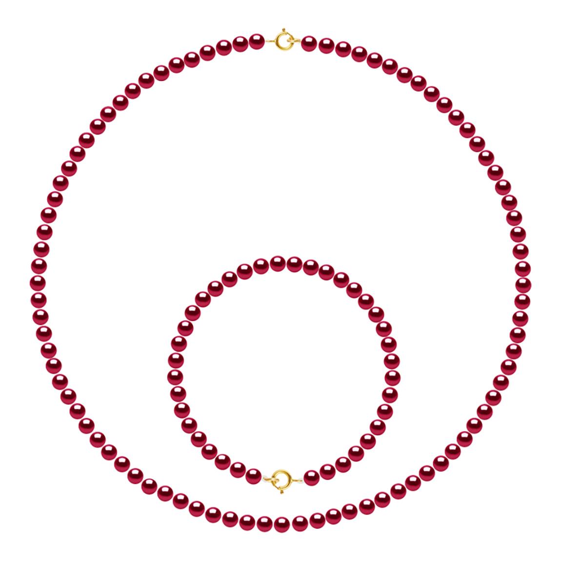 Red Pearl Necklace And Bracelet Set main product photo