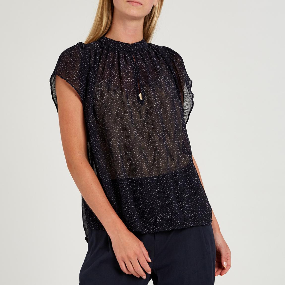 Black Starry Dot Flutter Sleeve Blouse main product photo