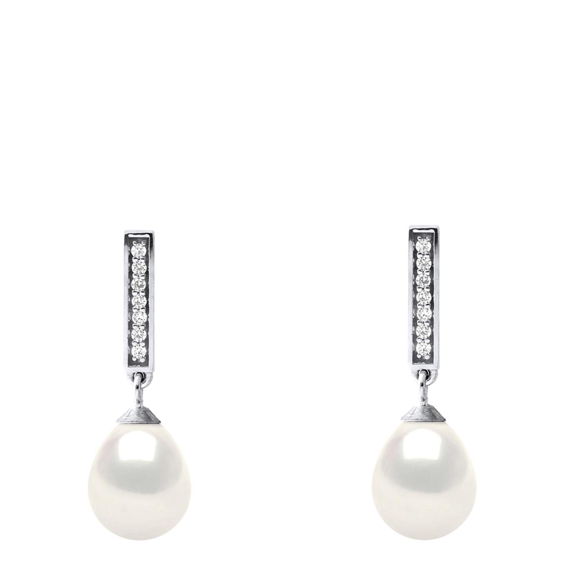 Natural White Freshwater Diamond Pearl Drop Earrings main product photo
